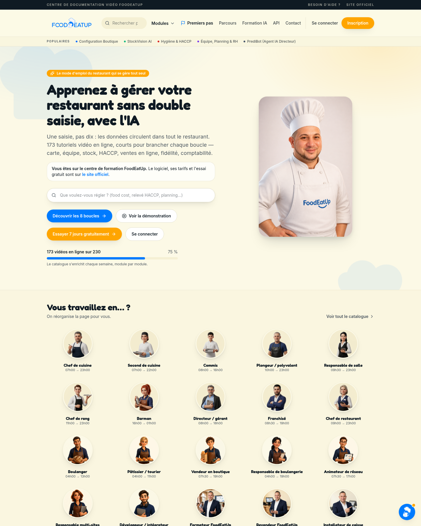 Écran réel tutoriels-foodeatup