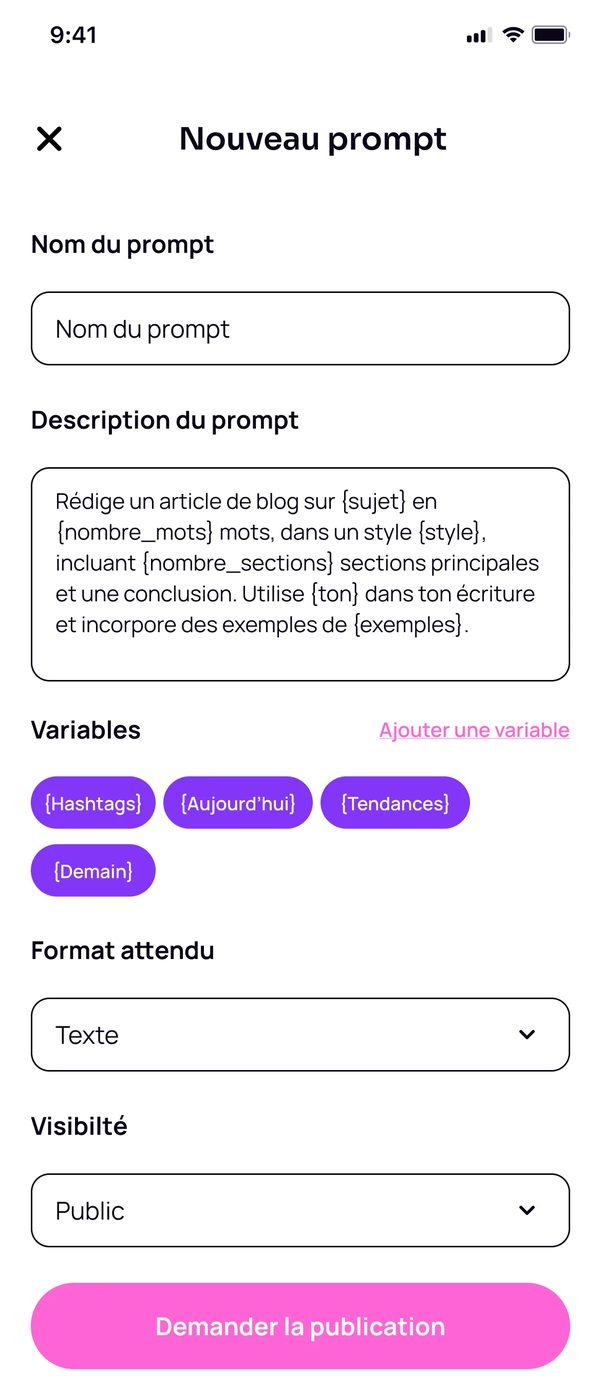 Écran réel : planit nouveau prompt