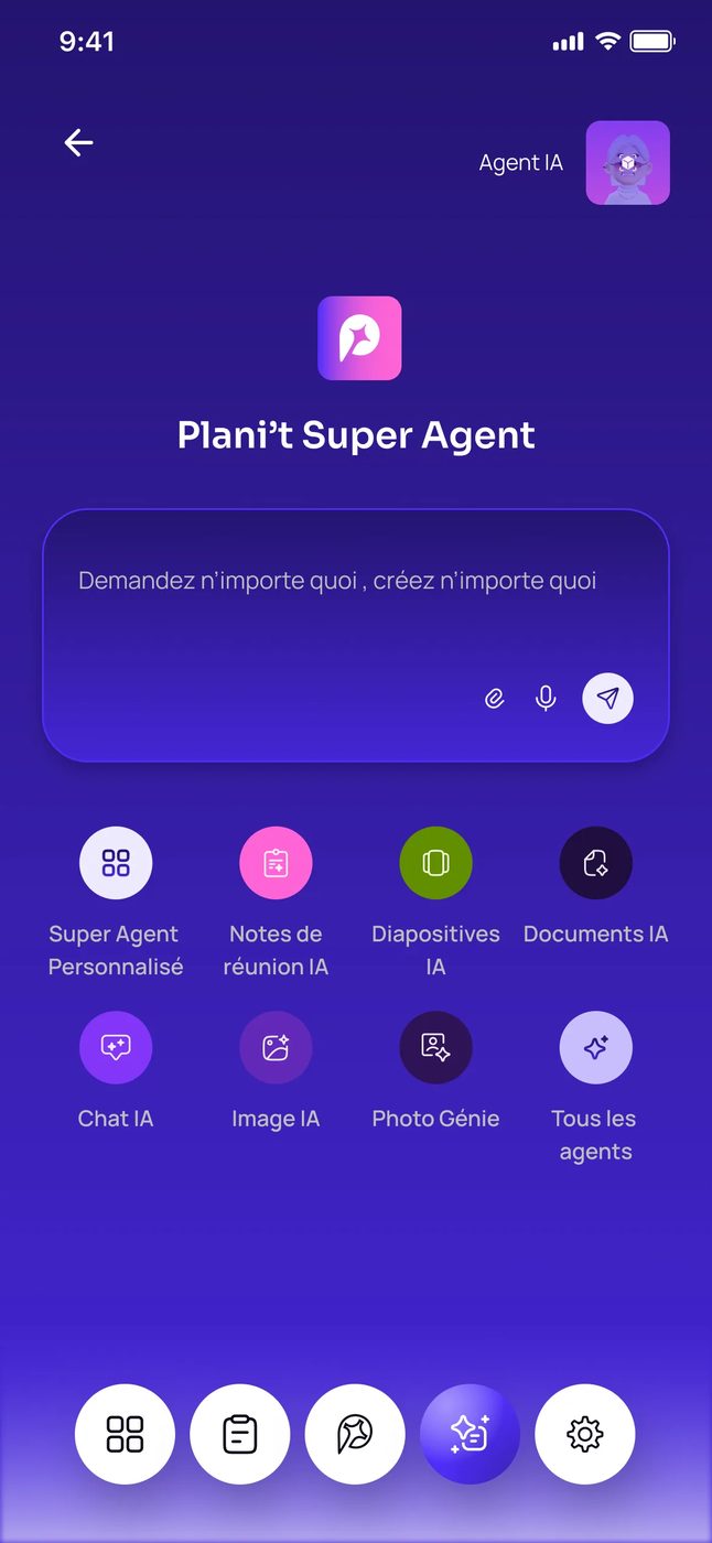 Écran réel : planit super agent